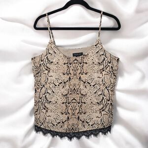 Rachel Zoe Snake Print Cami Top Women S Phyton Lace Trim Boho Hippie Summer Chic